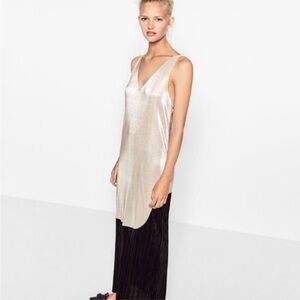 New without tags Zara gold/ black metallic maxi dress